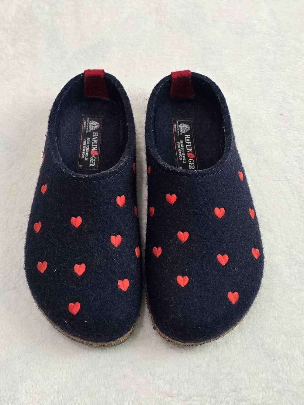 Women's Haflinger Grizzly Couricini Slippers Heart Clogs Wool Shoes Size 8 Flats - Picture 3 of 9